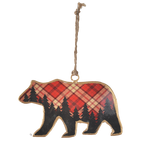 Metal Plaid Bear Ornaments with Fun Sentiments, Set of 3