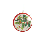Painted Floral Glass Disc Ornament