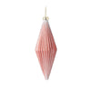 Pink Fluted Elongated Oval Glass Ornament, Set of 3