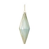 Blue Fluted Glass Elongated Oval Ornament, Set of 3