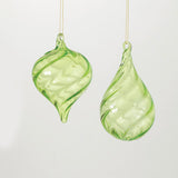 Green Swirled Glass Ornaments, Set of 2