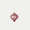 Red Glass Ornament with White Glitter Pattern