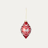 Red Glass Ornament with White Glitter Pattern