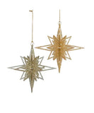 Glittery Acrylic Starburst Ornament, Set of 2