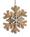 sunshineindustries - Natural Wood and Silver Snowflake Ornament, Set of 2